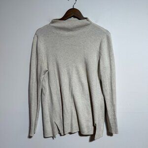 J. Jill Cotton / Wool / Silk Blend Light Sweater with Mock Turtleneck, Medium
